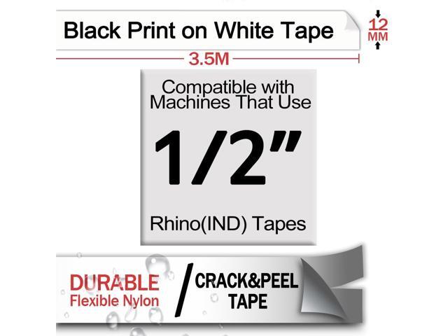 GREENCYCLE 10PK Industrial Flexible Nylon Label for Dymo 18488 Black on White 1/2'x11.5ft Rhino 1000 3000 4200 5000 5200 6000 Printer