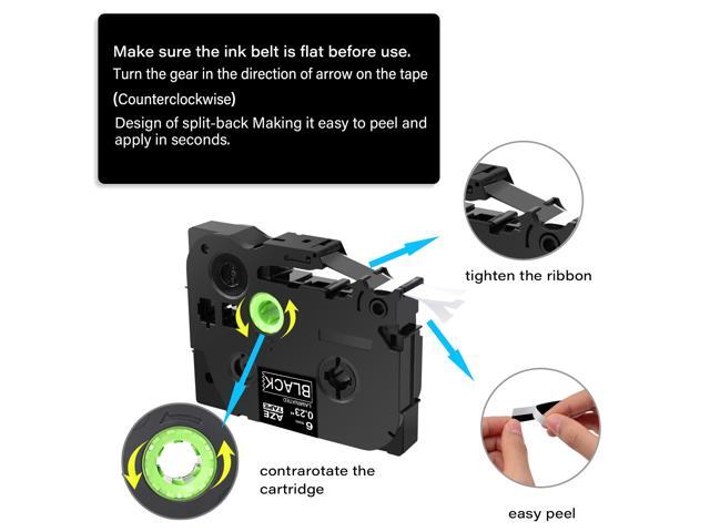 GREENCYCLE 10PK White on Black TZe-315 TZ-315 TZe315 TZ315 Laminated Label Tape for Brother P-touch Label Maker(6mm x 8m)