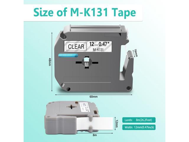 GREENCYCLE Compatible for Brother M131 M-K131 MK131 M-131 MK131s 0.47 Inch Non-Laminated Label Tape 1/2' x 26.2ft (12mm x 8m) for PT-45M PT-90...