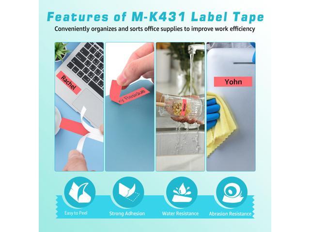 GREENCYCLE Compatible for Brother M431 M-K431 MK431 M-431 MK431s 0.47 Inch Non-Laminated Label Tape 1/2' x 26.2ft (12mm x 8m) for PT-45M PT-90...