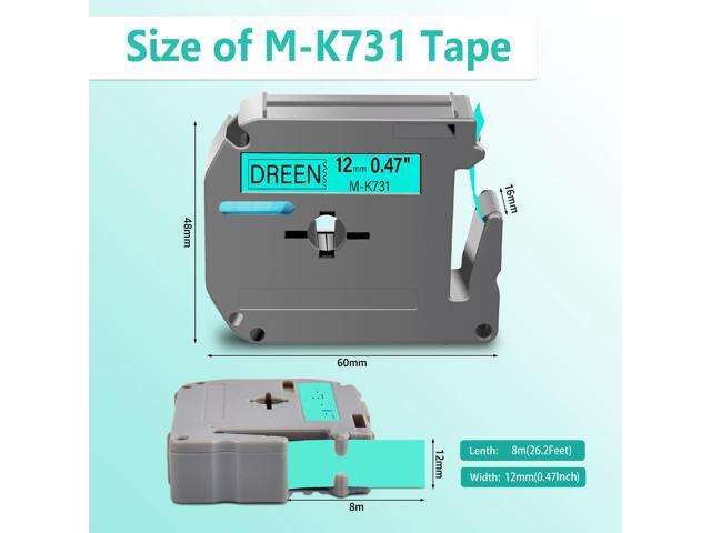 GREENCYCLE Compatible for Brother M731 M-K731 MK731 M-731 MK731s 0.47 Inch Non-Laminated Label Tape 1/2' x 26.2ft (12mm x 8m) for PT-45M PT-90...