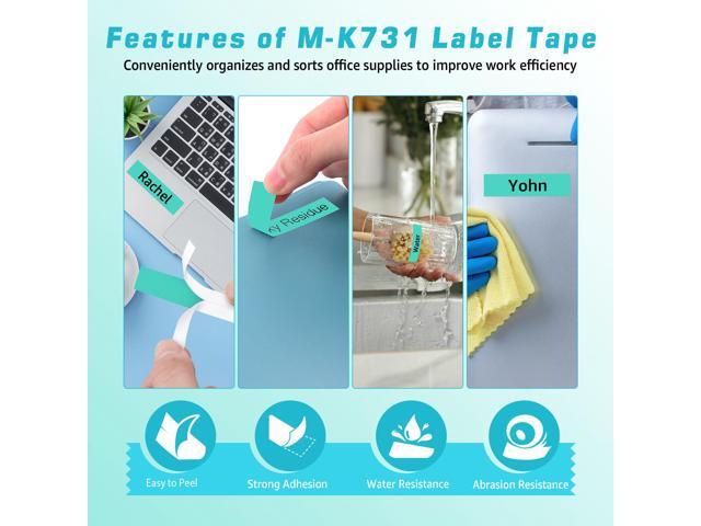 GREENCYCLE Compatible for Brother M731 M-K731 MK731 M-731 MK731s 0.47 Inch Non-Laminated Label Tape 1/2' x 26.2ft (12mm x 8m) for PT-45M PT-90...