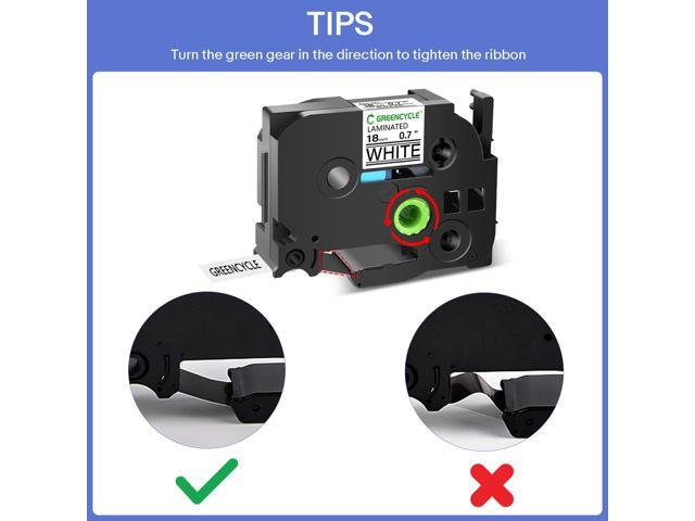 GREENCYCLE TZe-241 18mm 0.7 Laminated White Tape Compatible for Brother P-Touch Black on White TZ-241 TZe241 3/4 inch TZe TZ Tape for Ptouch PTD410...