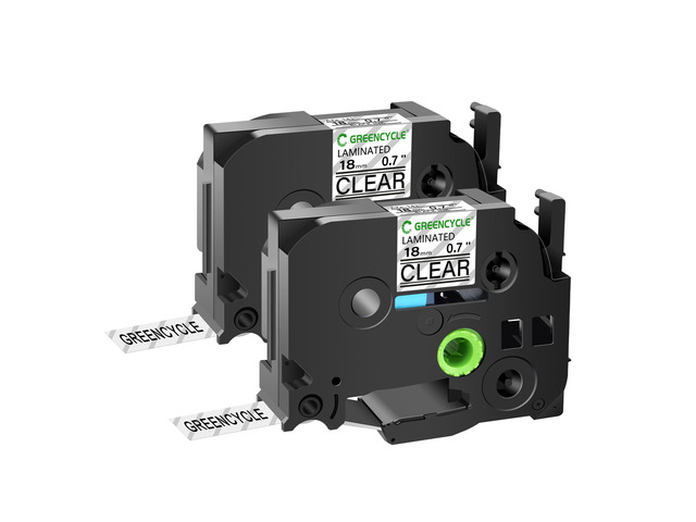 GREENCYCLE TZe-141 18mm 0.7 Laminated Clear Tape Compatible for Brother P-Touch Black on Clear TZ-141 TZe141 3/4 inch TZe TZ Tape for Ptouch PTD410...