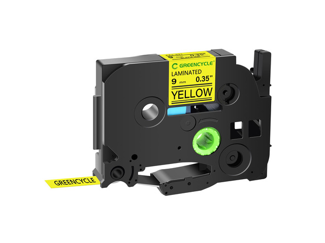 GREENCYCLE TZe-621 9mm 0.35 Laminated Yellow Tape Compatible for Brother P-Touch Black on Yellow TZ-621 TZe621 3/8 inch TZe TZ Tape for Ptouch...
