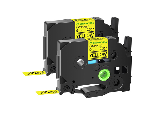 GREENCYCLE TZe-621 9mm 0.35 Laminated Yellow Tape Compatible for Brother P-Touch