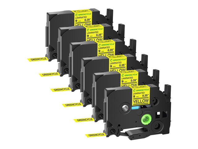 GREENCYCLE TZe-621 9mm 0.35 Laminated Yellow Tape Compatible for Brother P-Touch