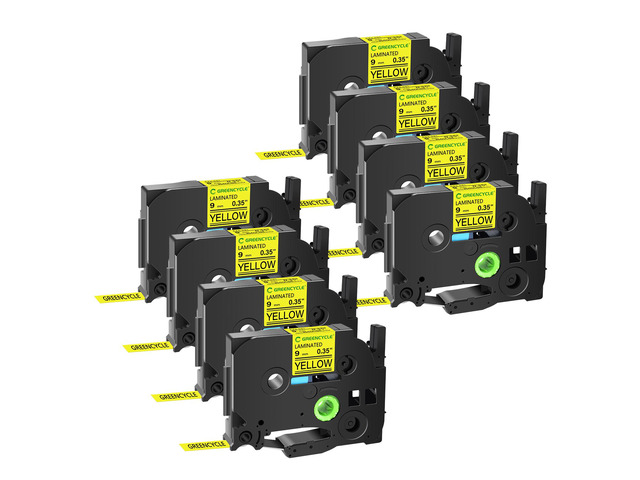 GREENCYCLE TZe-621 9mm 0.35 Laminated Yellow Tape Compatible for Brother P-Touch