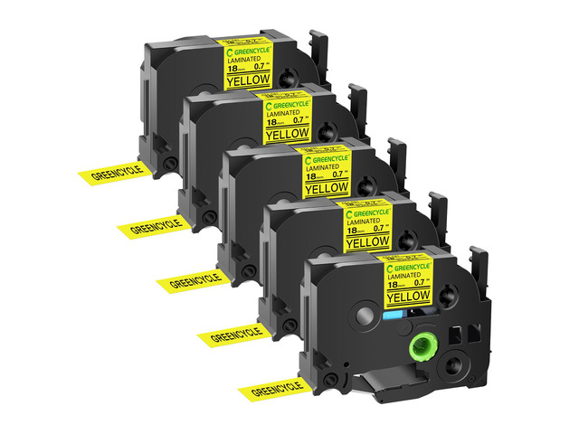GREENCYCLE TZe-641 18mm 0.7 Laminated Yellow Tape Compatible for Brother P-Touch