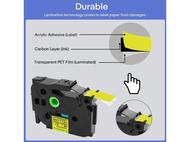 GREENCYCLE TZe-641 18mm 0.7 Laminated Yellow Tape Compatible for Brother P-Touch Black on Yellow TZ-641 TZe641 3/4 inch TZe TZ Tape for Ptouch...