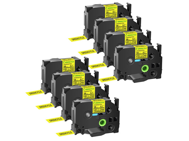 GREENCYCLE TZe-641 18mm 0.7 Laminated Yellow Tape Compatible for Brother P-Touch Black on Yellow TZ-641 TZe641 3/4 inch TZe TZ Tape for Ptouch...