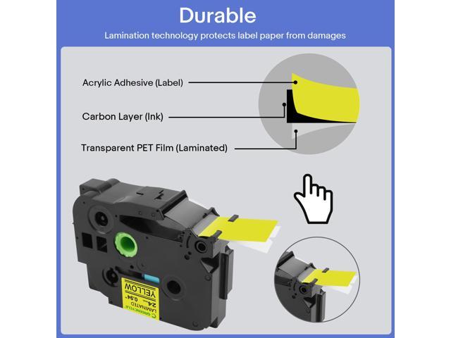 GREENCYCLE TZe-651 24mm 0.94 Laminated Yellow Tape Compatible for Brother P-Touch Black on Yellow TZ-651 TZe651 1 inch TZe TZ Tape for Ptouch...