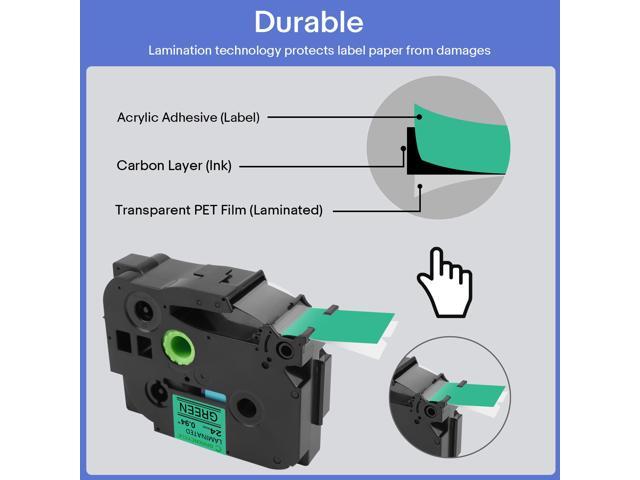 GREENCYCLE TZe-751 24mm 0.94 Laminated Green Tape Compatible for Brother P-Touch Black on Green TZ-751 TZe751 1 inch TZe TZ Tape for Ptouch PT-D600...