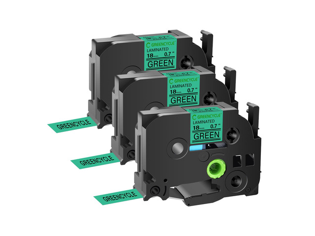 GREENCYCLE TZe-741 18mm 0.7 Laminated Green Tape Compatible for Brother P-Touch Black on Green TZ-741 TZe741 3/4 inch TZe TZ Tape for Ptouch PTD410...