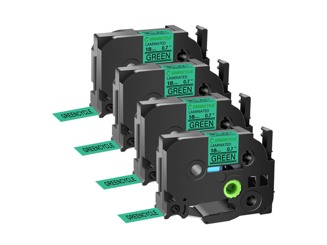 GREENCYCLE TZe-741 18mm 0.7 Laminated Green Tape Compatible for Brother P-Touch