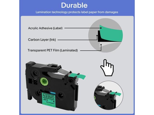 GREENCYCLE TZe-721 9mm 0.35 Laminated Green Tape Compatible for Brother P-Touch Black on Green TZ-721 TZe721 3/8 inch TZe TZ Tape for Ptouch...