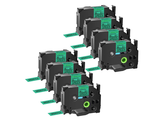 GREENCYCLE TZe-741 18mm 0.7 Laminated Green Tape Compatible for Brother P-Touch Black on Green TZ-741 TZe741 3/4 inch TZe TZ Tape for Ptouch PTD410...