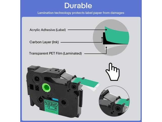 GREENCYCLE TZe-741 18mm 0.7 Laminated Green Tape Compatible for Brother P-Touch Black on Green TZ-741 TZe741 3/4 inch TZe TZ Tape for Ptouch PTD410...