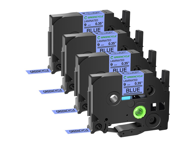 GREENCYCLE TZe-521 9mm 0.35 Laminated Blue Tape Compatible for Brother P-Touch Black on Blue TZ-521 TZe521 3/8 inch TZe TZ Tape for Ptouch PT-D210...