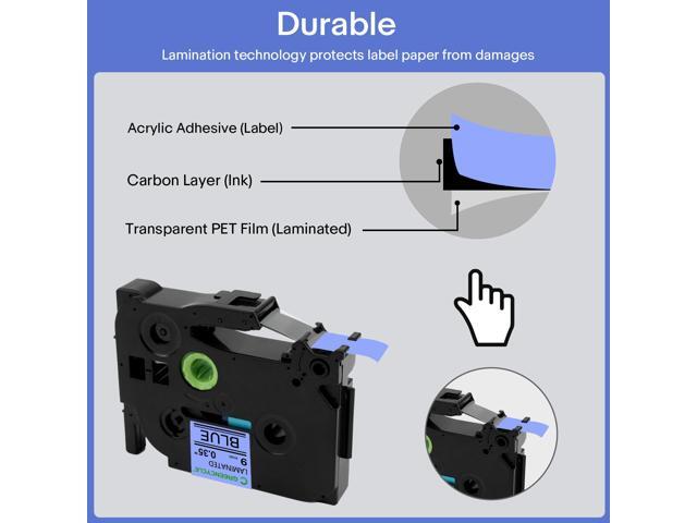 GREENCYCLE TZe-521 9mm 0.35 Laminated Blue Tape Compatible for Brother P-Touch Black on Blue TZ-521 TZe521 3/8 inch TZe TZ Tape for Ptouch PT-D210...