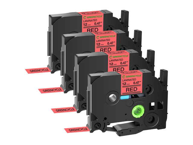 GREENCYCLE TZe-431 12mm 0.47 Laminated Red Tape Compatible for Brother P-Touch Black on Red TZ-431 TZe431 1/2 inch TZe TZ Tape for Ptouch PT-D210...