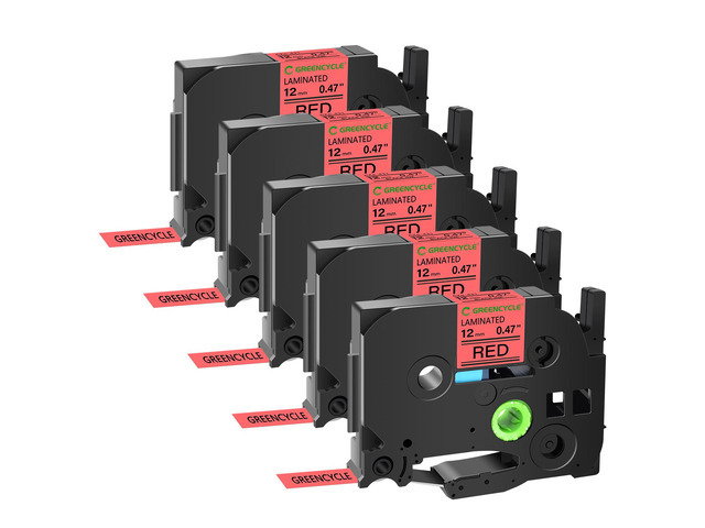 GREENCYCLE TZe-431 12mm 0.47 Laminated Red Tape Compatible for Brother P-Touch Black on Red TZ-431 TZe431 1/2 inch TZe TZ Tape for Ptouch PT-D210...