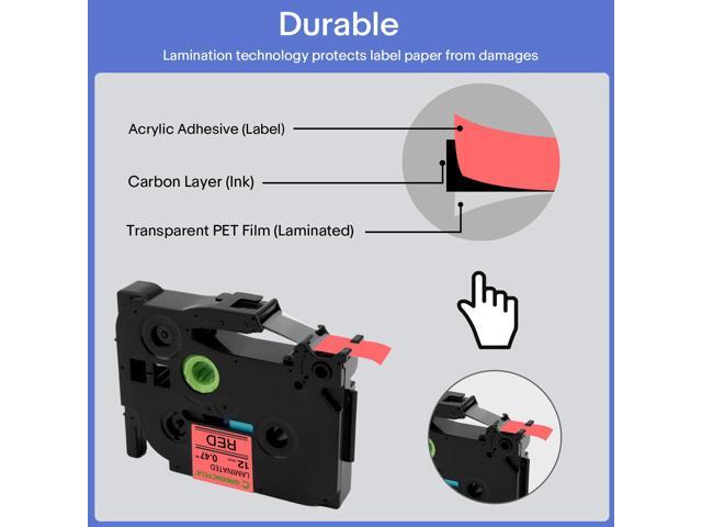 GREENCYCLE TZe-431 12mm 0.47 Laminated Red Tape Compatible for Brother P-Touch Black on Red TZ-431 TZe431 1/2 inch TZe TZ Tape for Ptouch PT-D210...