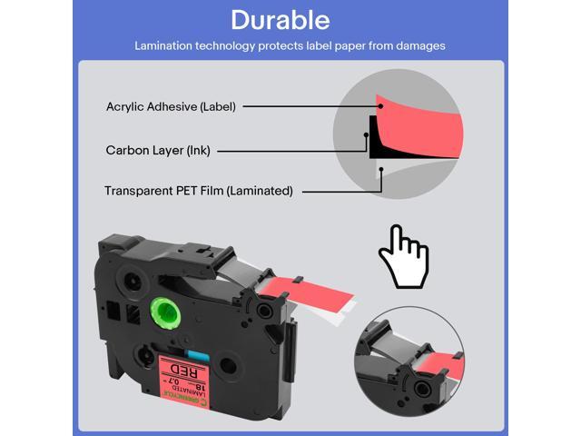 GREENCYCLE TZe-441 18mm 0.7 Laminated Red Tape Compatible for Brother P-Touch Black on Red TZ-441 TZe441 3/4 inch TZe TZ Tape for Ptouch PTD410...