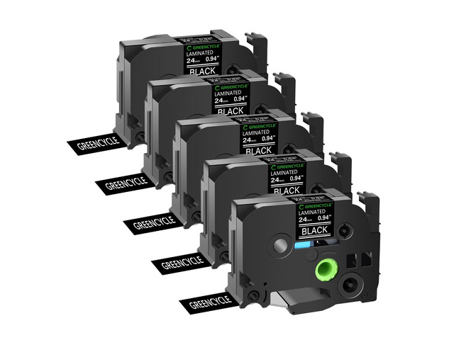 GREENCYCLE TZe-355 24mm 0.94 Laminated Black Tape Compatible for Brother P-Touch