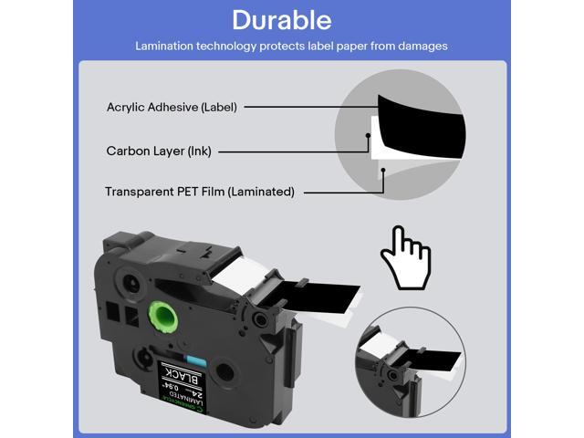 GREENCYCLE TZe-355 24mm 0.94 Laminated Black Tape Compatible for Brother P-Touch White on Black TZ-355 TZe355 1 inch TZe TZ Tape for Ptouch PT-D600...
