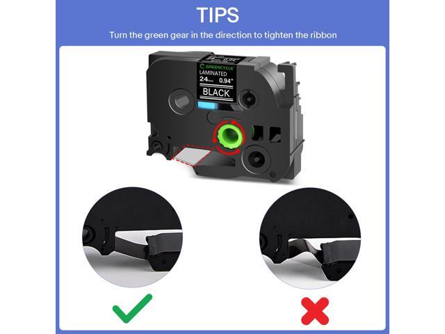 GREENCYCLE TZe-355 24mm 0.94 Laminated Black Tape Compatible for Brother P-Touch White on Black TZ-355 TZe355 1 inch TZe TZ Tape for Ptouch PT-D600...