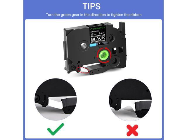 GREENCYCLE TZe-335 12mm 0.47 Laminated Black Tape Compatible for Brother P-Touch White on Black TZ-335 TZe335 1/2 inch TZe TZ Tape for Ptouch...