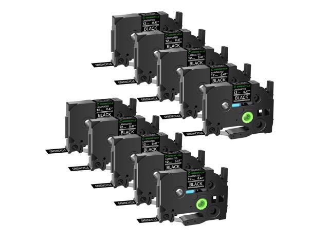 GREENCYCLE TZe-335 12mm 0.47 Laminated Black Tape Compatible for Brother P-Touch White on Black TZ-335 TZe335 1/2 inch TZe TZ Tape for Ptouch...