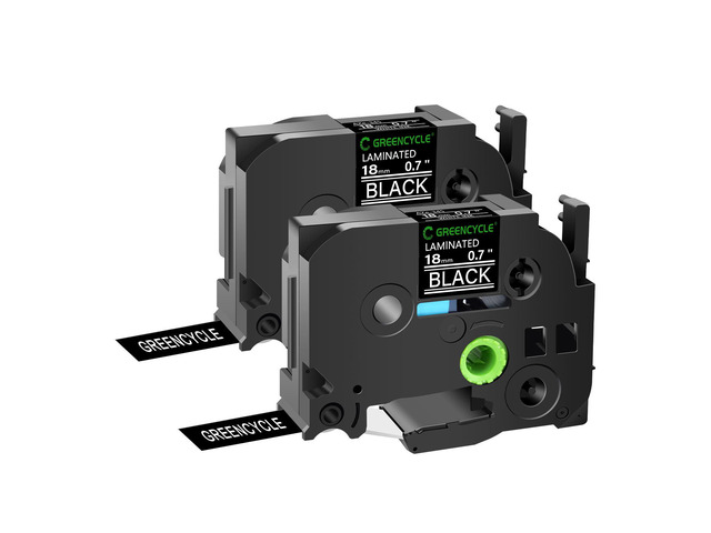 GREENCYCLE TZe-345 18mm 0.7 Laminated Black Tape Compatible for Brother P-Touch White on Black TZ-345 TZe345 3/4 inch TZe TZ Tape for Ptouch PTD410...