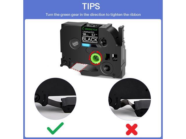 GREENCYCLE TZe-345 18mm 0.7 Laminated Black Tape Compatible for Brother P-Touch White on Black TZ-345 TZe345 3/4 inch TZe TZ Tape for Ptouch PTD410...