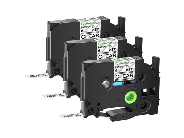 GREENCYCLE TZe-111 6mm 0.23 Laminated Clear Tape Compatible for Brother P-Touch Black on Clear TZ-111 TZe111 1/4 inch TZe TZ Tape for Ptouch...