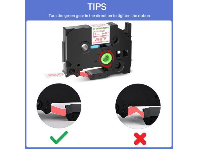 GREENCYCLE TZe-232 12mm 0.47 Laminated White Tape Compatible for Brother P-Touch Red on White TZ-232 TZe232 1/2 inch TZe TZ Tape for Ptouch PT-D210...