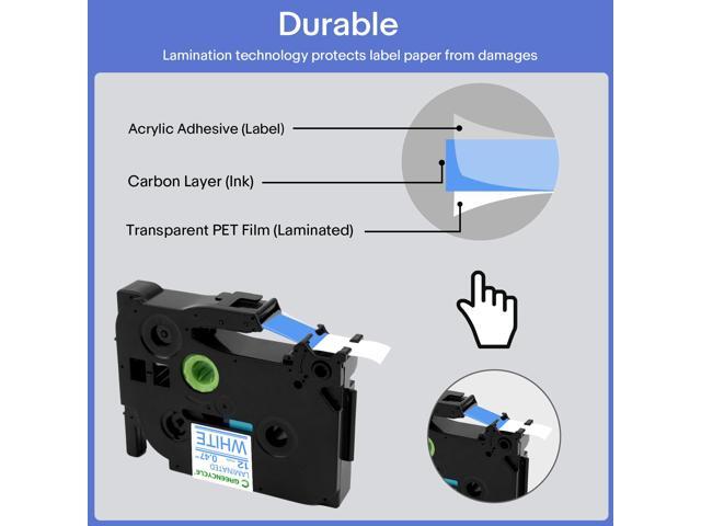 GREENCYCLE TZe-233 12mm 0.47 Laminated White Tape Compatible for Brother P-Touch Blue on White TZ-233 TZe233 1/2 inch TZe TZ Tape for Ptouch...