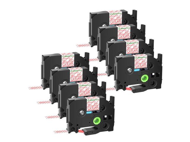 GREENCYCLE TZe-132 12mm 0.47 Laminated Clear Tape Compatible for Brother P-Touch Red on Clear TZ-132 TZe132 1/2 inch TZe TZ Tape for Ptouch PT-D210...