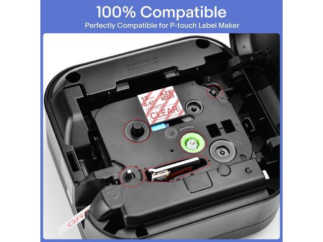 GREENCYCLE TZe-132 12mm 0.47 Laminated Clear Tape Compatible for Brother P-Touch Red on Clear TZ-132 TZe132 1/2 inch TZe TZ Tape for Ptouch PT-D210...