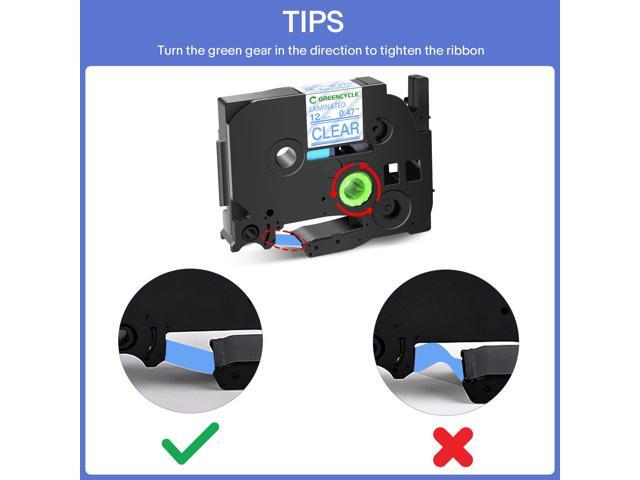 GREENCYCLE TZe-133 12mm 0.47 Laminated Clear Tape Compatible for Brother P-Touch Blue on Clear TZ-133 TZe133 1/2 inch TZe TZ Tape for Ptouch...