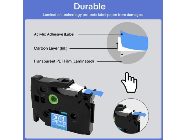 GREENCYCLE TZe-535 12mm 0.47 Laminated Blue Tape Compatible for Brother P-Touch White on Blue TZ-535 TZe535 1/2 inch TZe TZ Tape for Ptouch PT-D210...