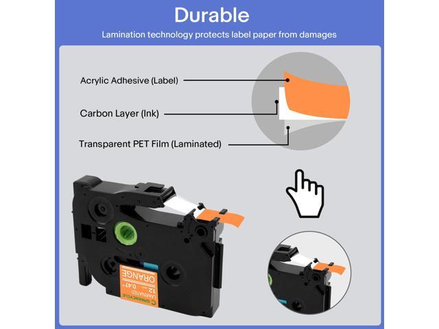 GREENCYCLE TZe-635 12mm 0.47 Laminated Orange Tape Compatible for Brother P-Touch White on Orange TZ-635 TZe635 1/2 inch TZe TZ Tape for Ptouch...
