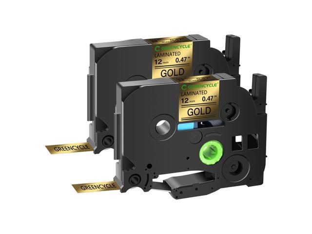 GREENCYCLE TZe-831 12mm 0.47 Laminated Gold Tape Compatible for Brother P-Touch Black on Gold TZ-831 TZe831 1/2 inch TZe TZ Tape for Ptouch PT-D210...