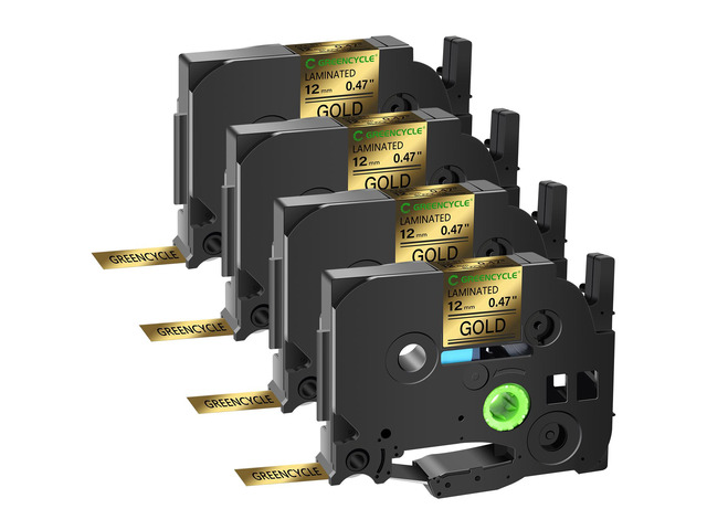 GREENCYCLE TZe-831 12mm 0.47 Laminated Gold Tape Compatible for Brother P-Touch Black on Gold TZ-831 TZe831 1/2 inch TZe TZ Tape for Ptouch PT-D210...