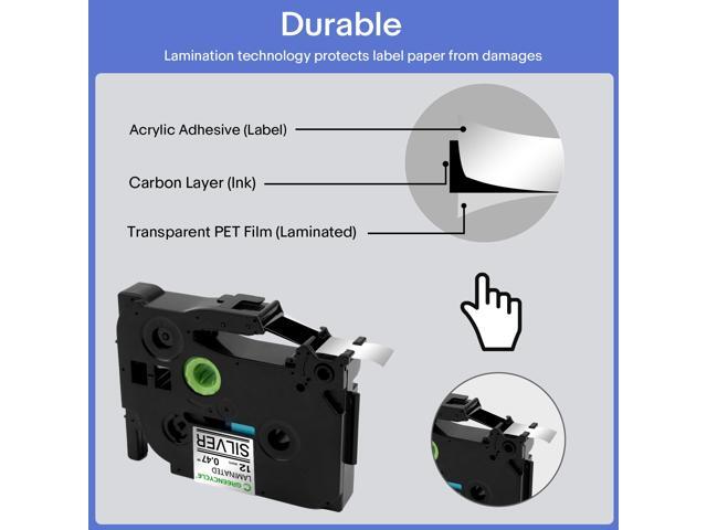 GREENCYCLE TZe-931 12mm 0.47 Laminated Silver Tape Compatible for Brother P-Touch Black on Silver TZ-931 TZe931 1/2 inch TZe TZ Tape for Ptouch...