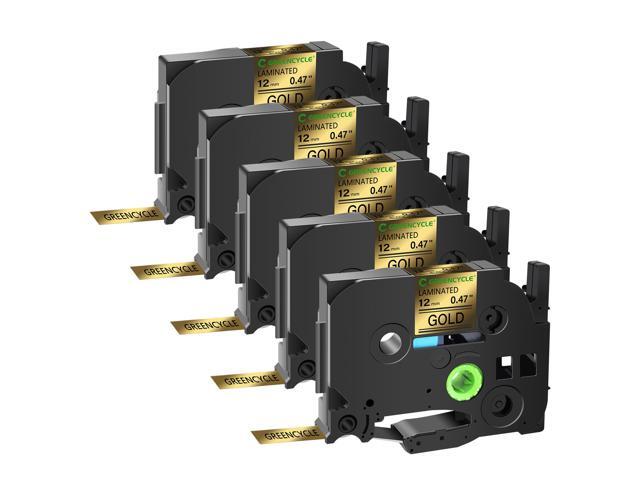 GREENCYCLE TZe-831 12mm 0.47 Laminated Gold Tape Compatible for Brother P-Touch Black on Gold TZ-831 TZe831 1/2 inch TZe TZ Tape for Ptouch PT-D210...
