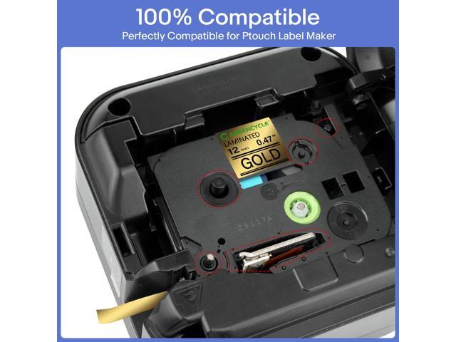 GREENCYCLE TZe-831 12mm 0.47 Laminated Gold Tape Compatible for Brother P-Touch Black on Gold TZ-831 TZe831 1/2 inch TZe TZ Tape for Ptouch PT-D210...