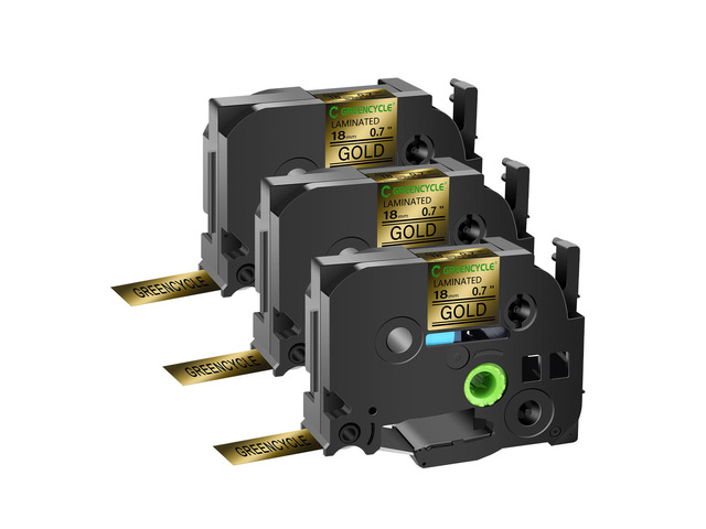 GREENCYCLE TZe-841 18mm 0.7 Laminated Gold Tape Compatible for Brother P-Touch B