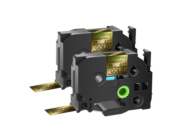 GREENCYCLE TZe-841 18mm 0.7 Laminated Gold Tape Compatible for Brother P-Touch Black on Gold TZ-841 TZe841 3/4 inch TZe TZ Tape for Ptouch PTD410...